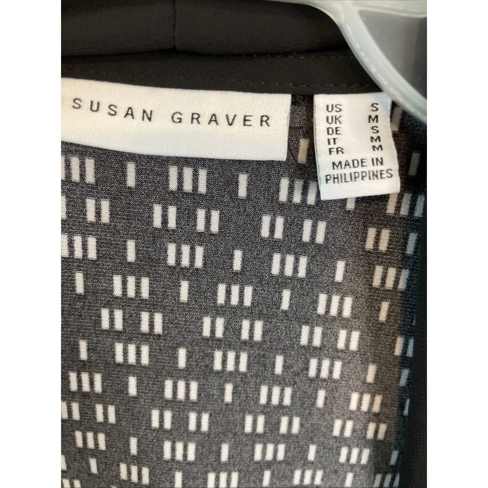 Susan Graver Small Black White Floral Open Front Cardigan Top Career - Picture 2 of 9